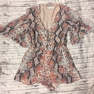 Lovers + Friends Python Snakeskin Romper XS